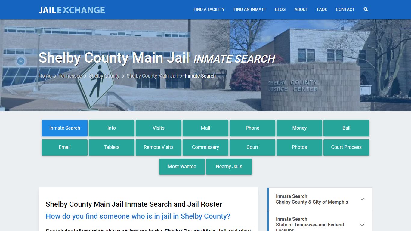 Shelby County Main Jail Inmate Search - Jail Exchange
